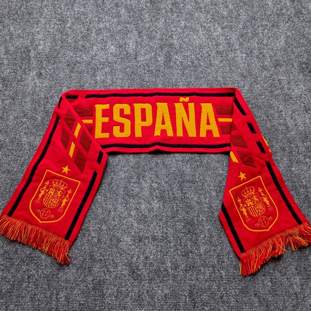 Spain National Team Soccer Scarf RFEF España Red Yellow Knit Fringed Fan Scarf